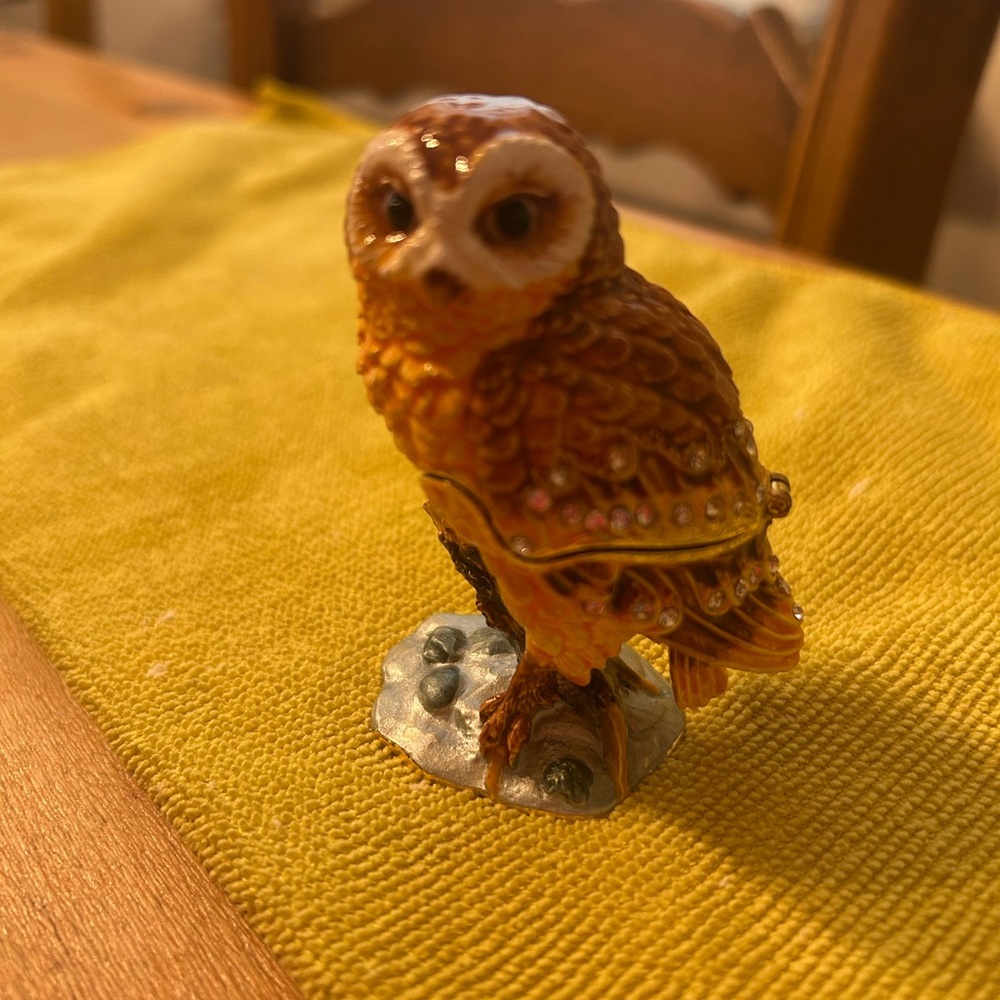 Jere Luxury Giftware Bejeweled MR WHOO Barn Owl Trinket Box - Picture 2 of 9